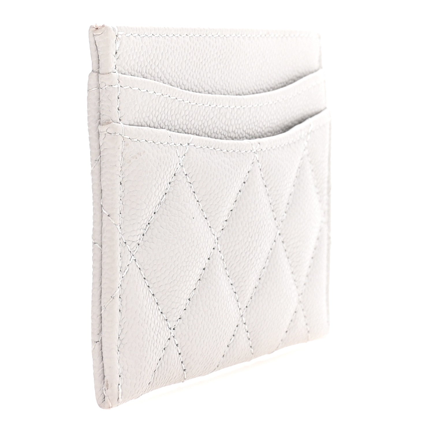 Chanel Caviar Quilted Card Holder Light Grey 3 of 9