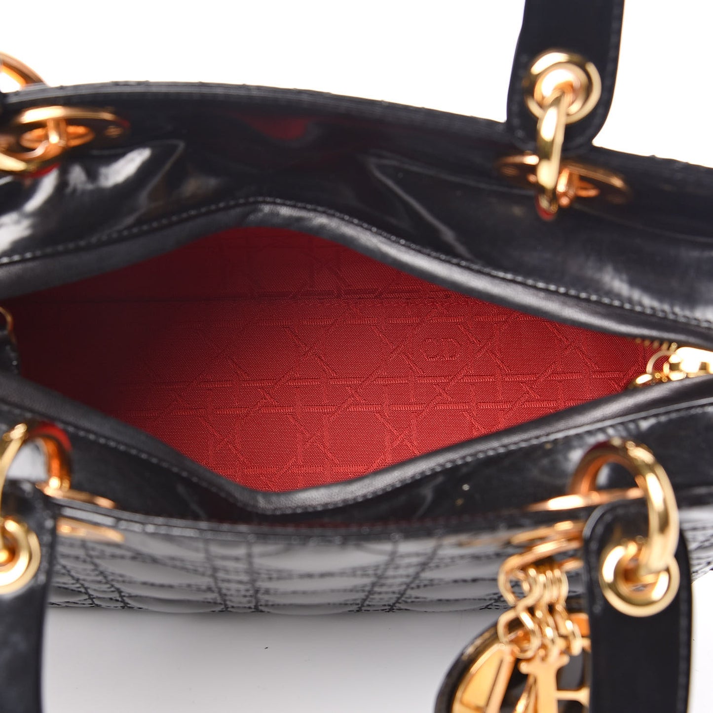 Patent Cannage Medium Lady Dior Black