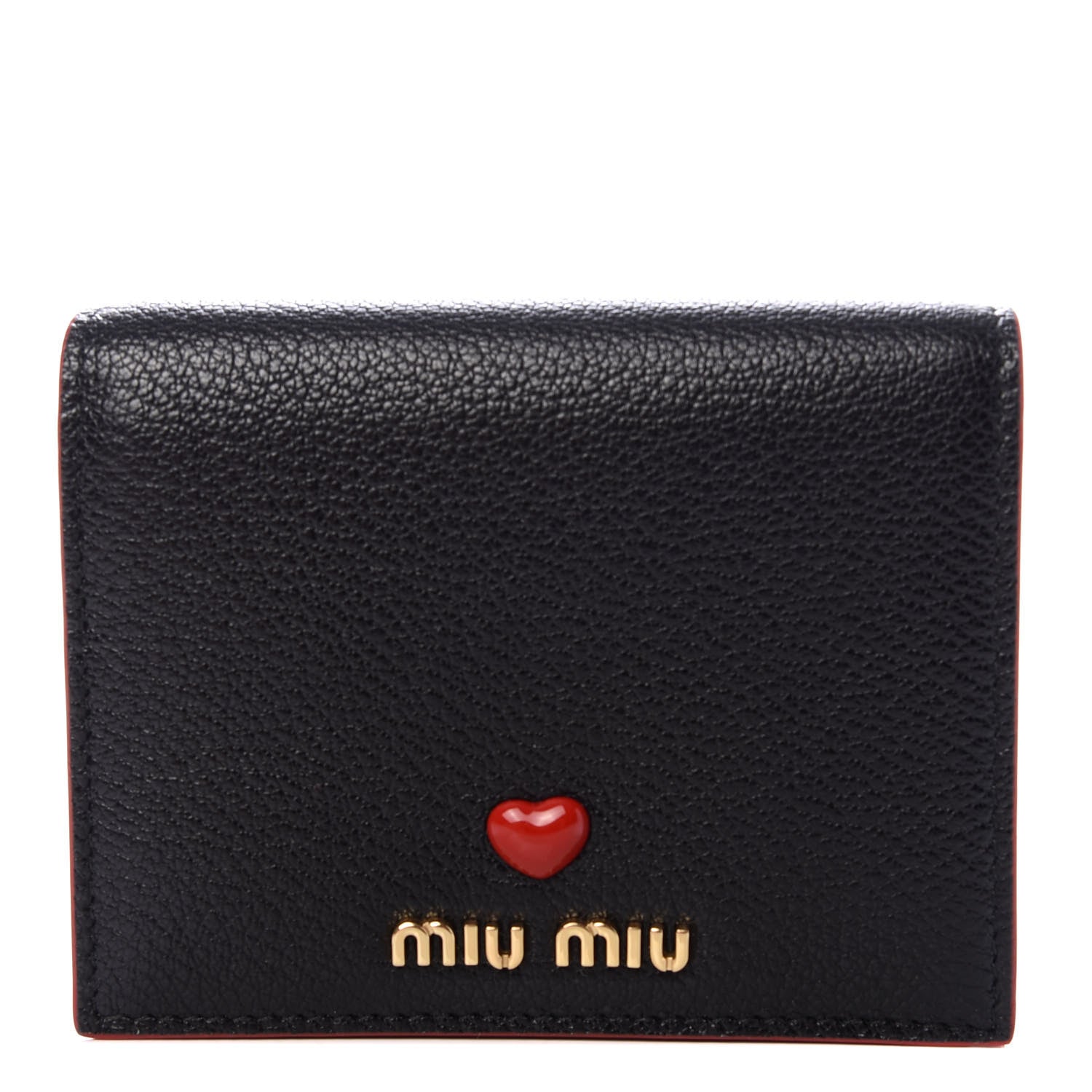 Miu Miu Goatskin Madras Love Small Wallet Black 1 of 7