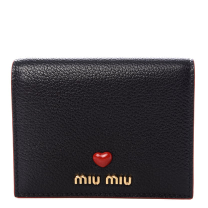 Miu Miu Goatskin Madras Love Small Wallet Black 1 of 7