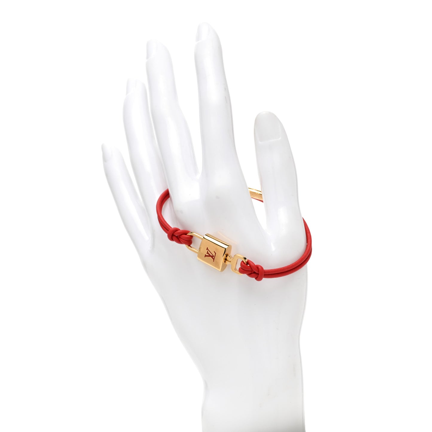 Leather Padlock Bracelet Red