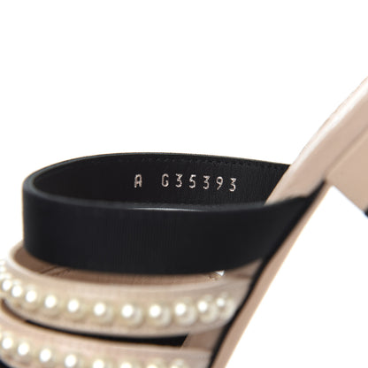 Chanel Patent Calfskin Grosgrain CC Pearl Mules 36 Beige Black 16 of 26