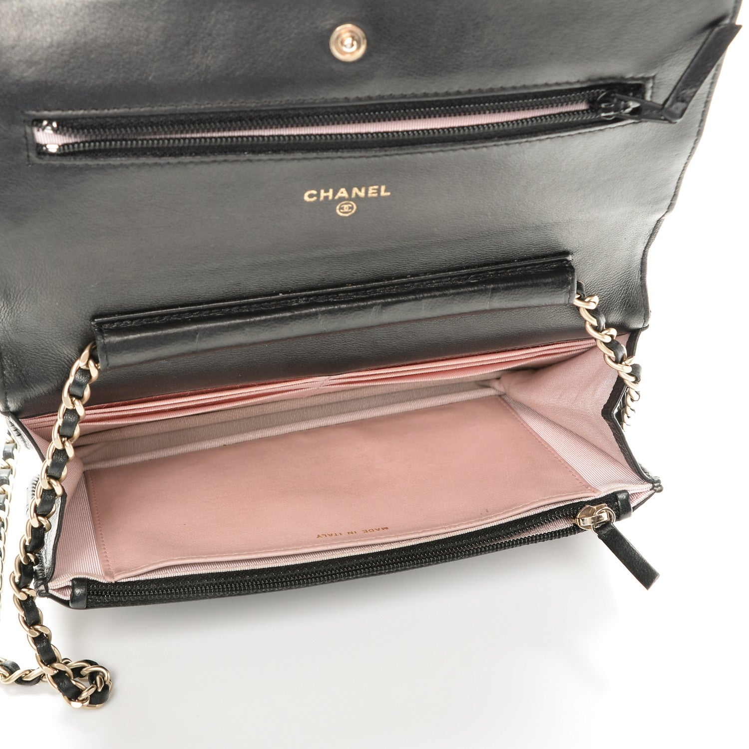 Chanel Lambskin Micro Quilted Wallet On Chain WOC Black 5 of 9