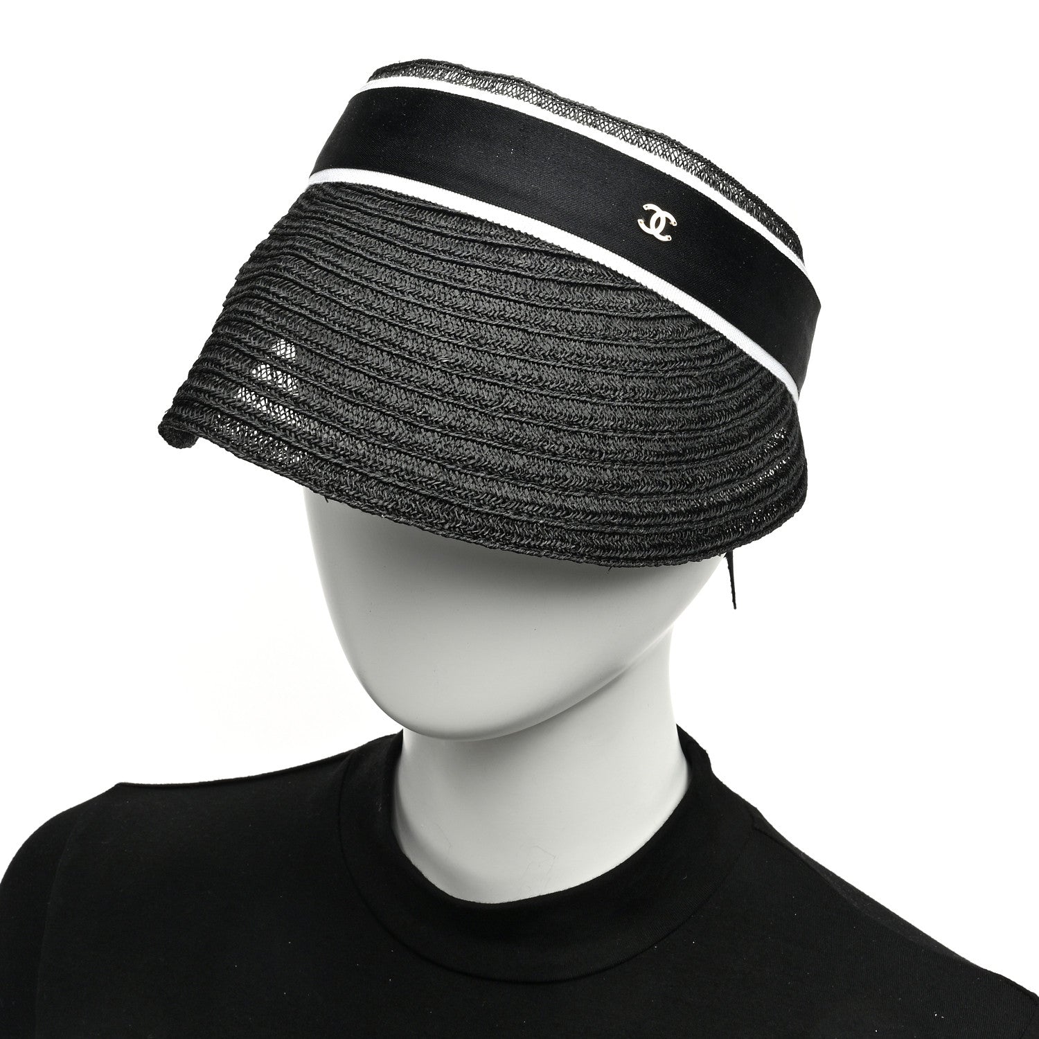 Chanel Abaca Cotton Ribbon Visor S Black 7 of 7