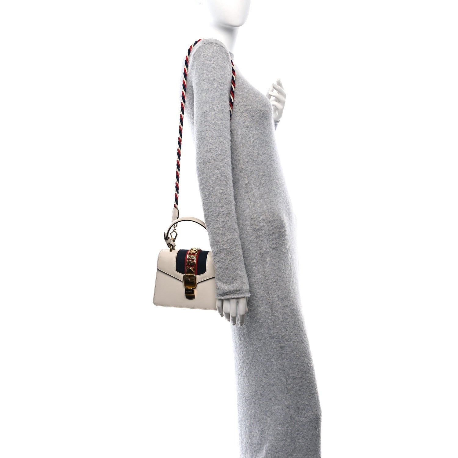 Gucci Calfskin Mini Sylvie Top Handle Bag White 3 of 16