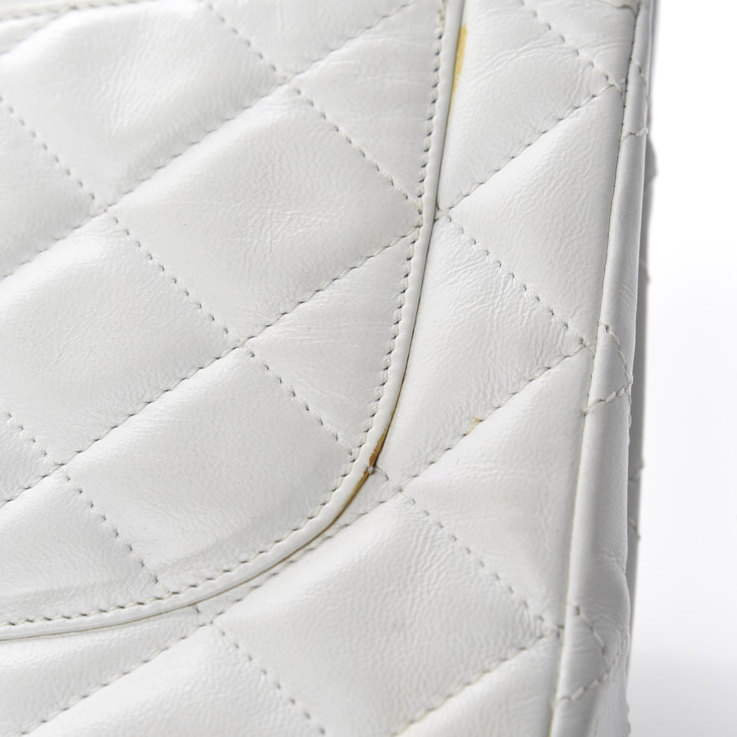Lambskin Quilted Medium Double Flap White
