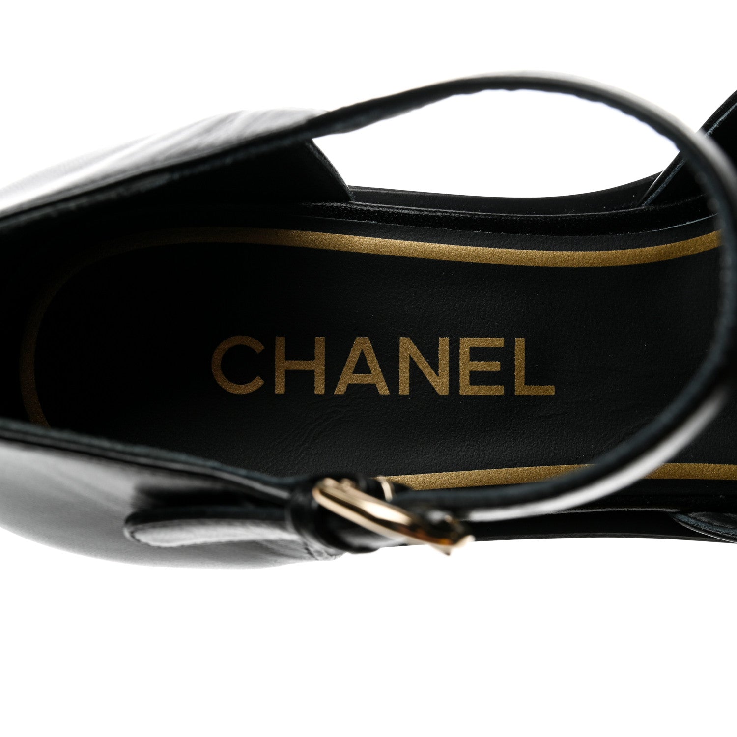 Chanel Shiny Goatskin Mary Jane Flats 38.5 Black 7 of 9