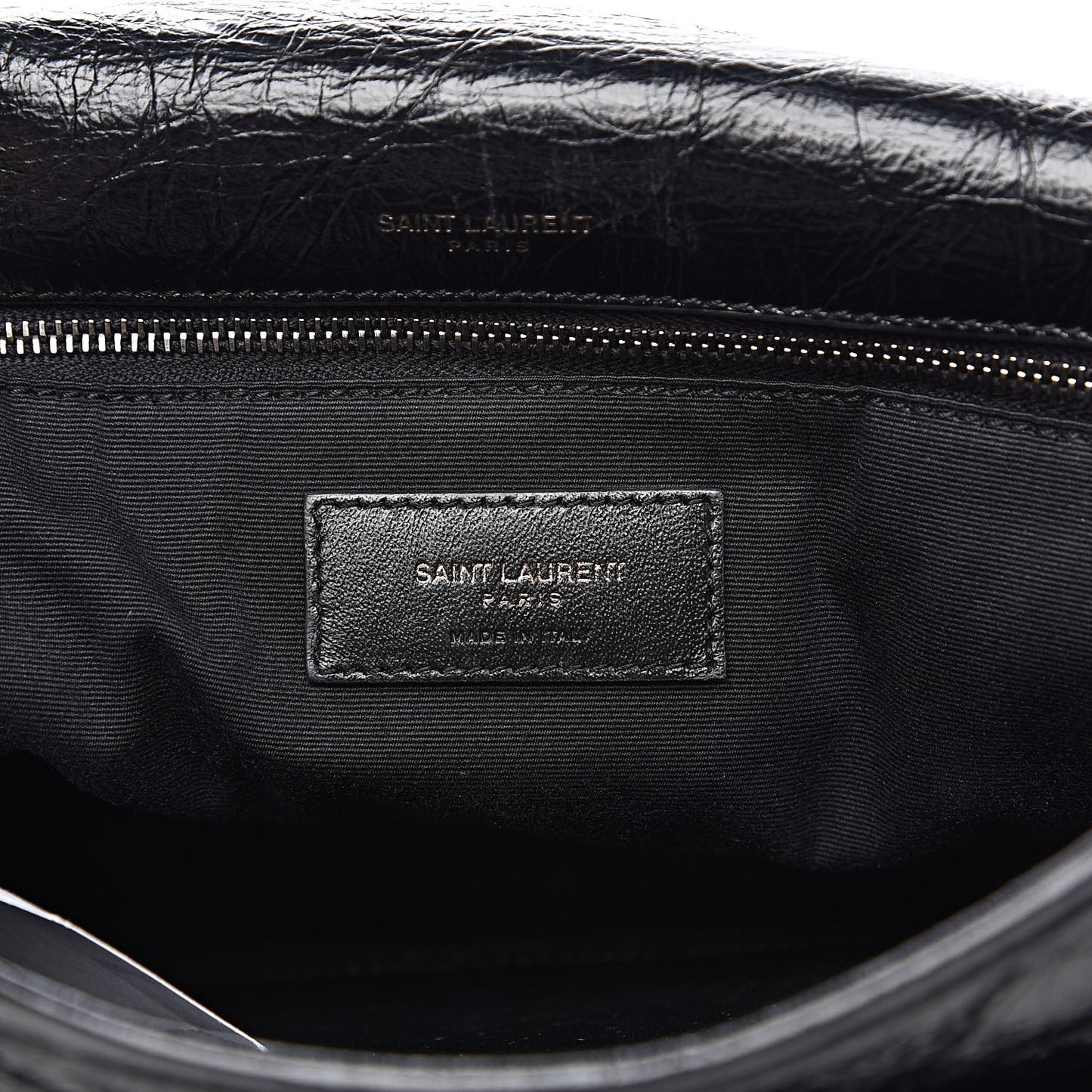 Crinkled Calfskin Matelasse Monogram Medium Niki Chain Satchel Black