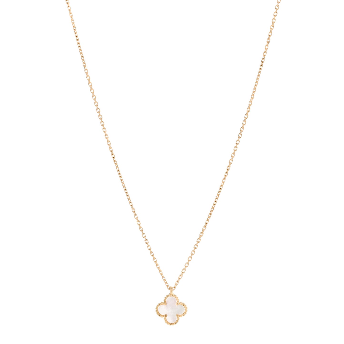 18K Yellow Gold Mother of Pearl Sweet Alhambra Pendant Necklace