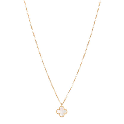 Van Cleef & Arpels 18K Yellow Gold Mother of Pearl Sweet Alhambra Pendant Necklace 1 of 6