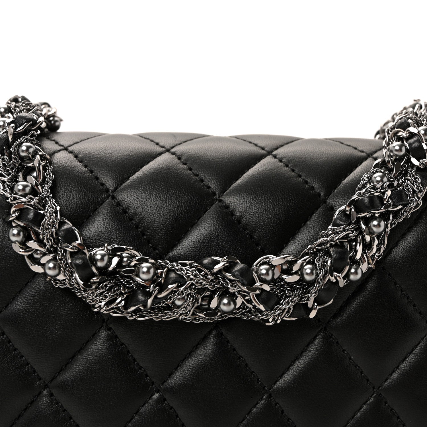 Chanel Lambskin Quilted Medium Westminster Pearl Flap Black