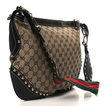 Gucci Monogram Web Studded Pelham Shoulder Bag Dark Brown 3 of 13