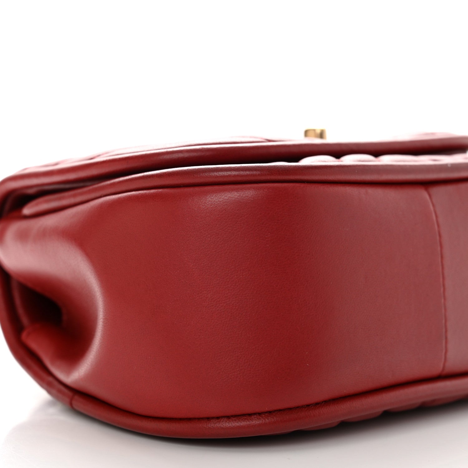 Chanel Lambskin Reverse Chevron Quilted Mini Round Top Handle Flap Red 9 of 10