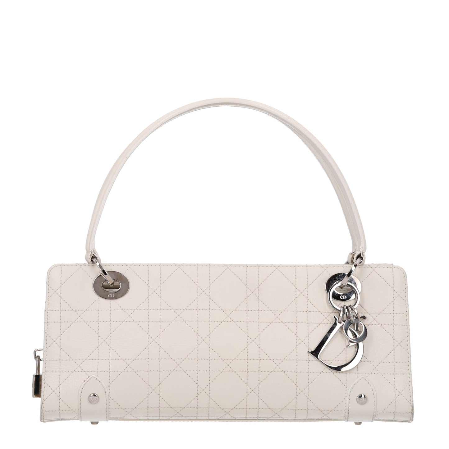 Calfskin Cannage Stitched East West Lady Dior White