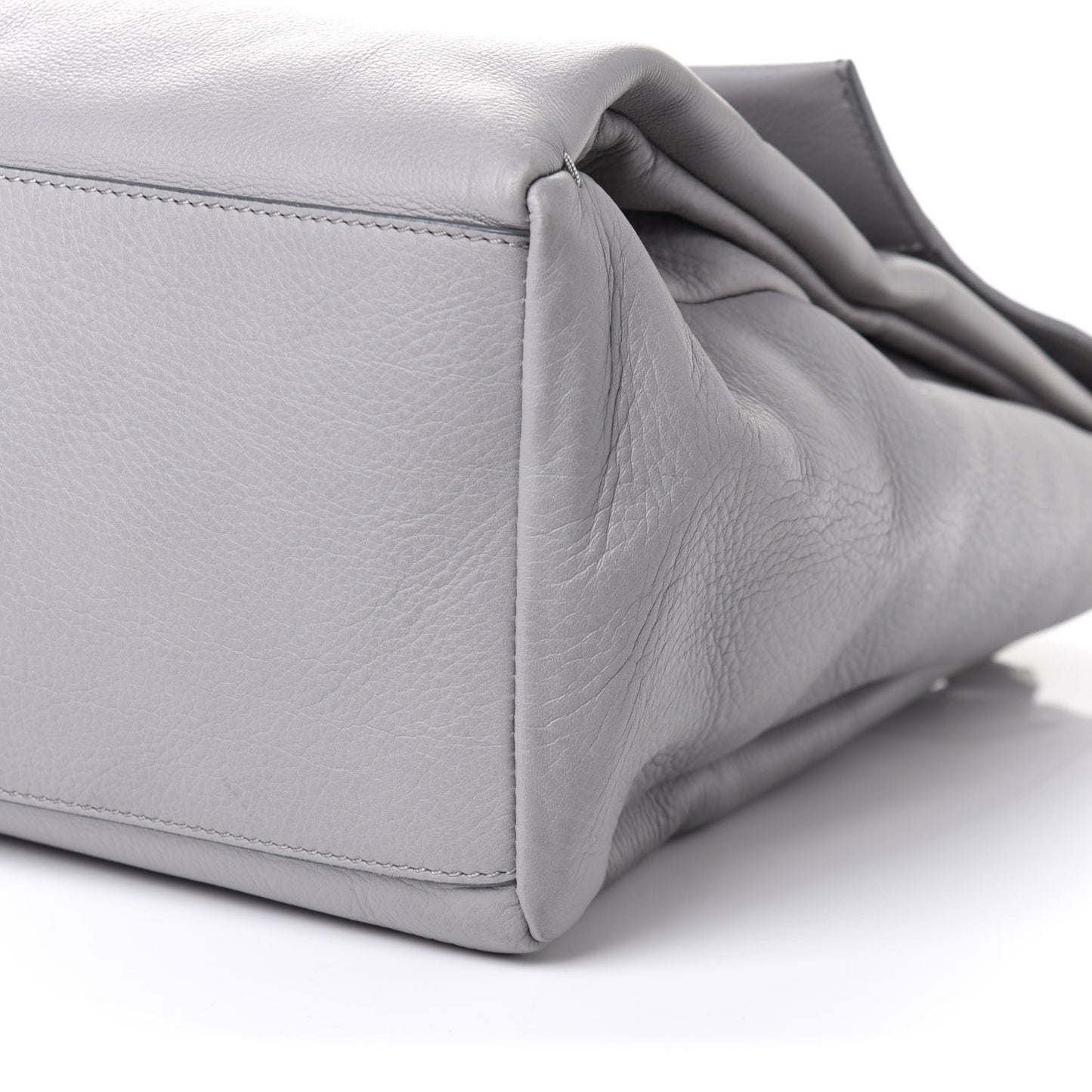 Grained Calfskin Medium Pandora Pure Flap Bag Pearl Grey