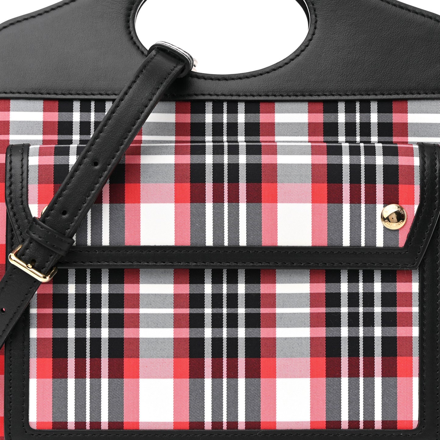 Calfskin Nylon Tartan Mini Pocket Bag Bright Red