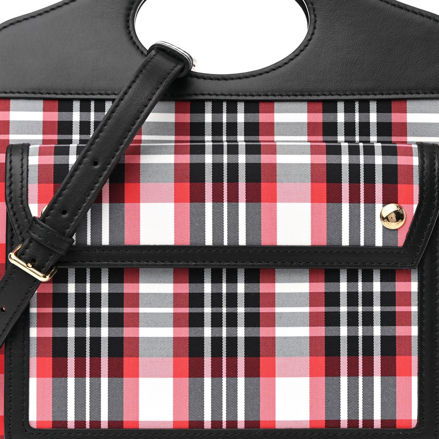Burberry Calfskin Nylon Tartan Mini Pocket Bag Bright Red 7 of 9