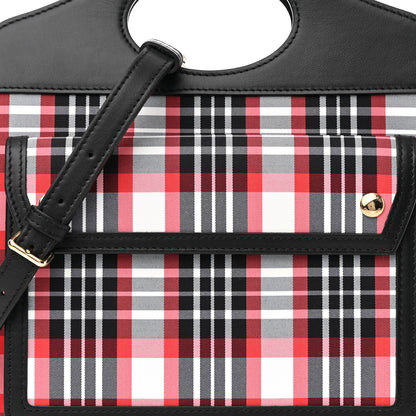 Burberry Calfskin Nylon Tartan Mini Pocket Bag Bright Red 7 of 9