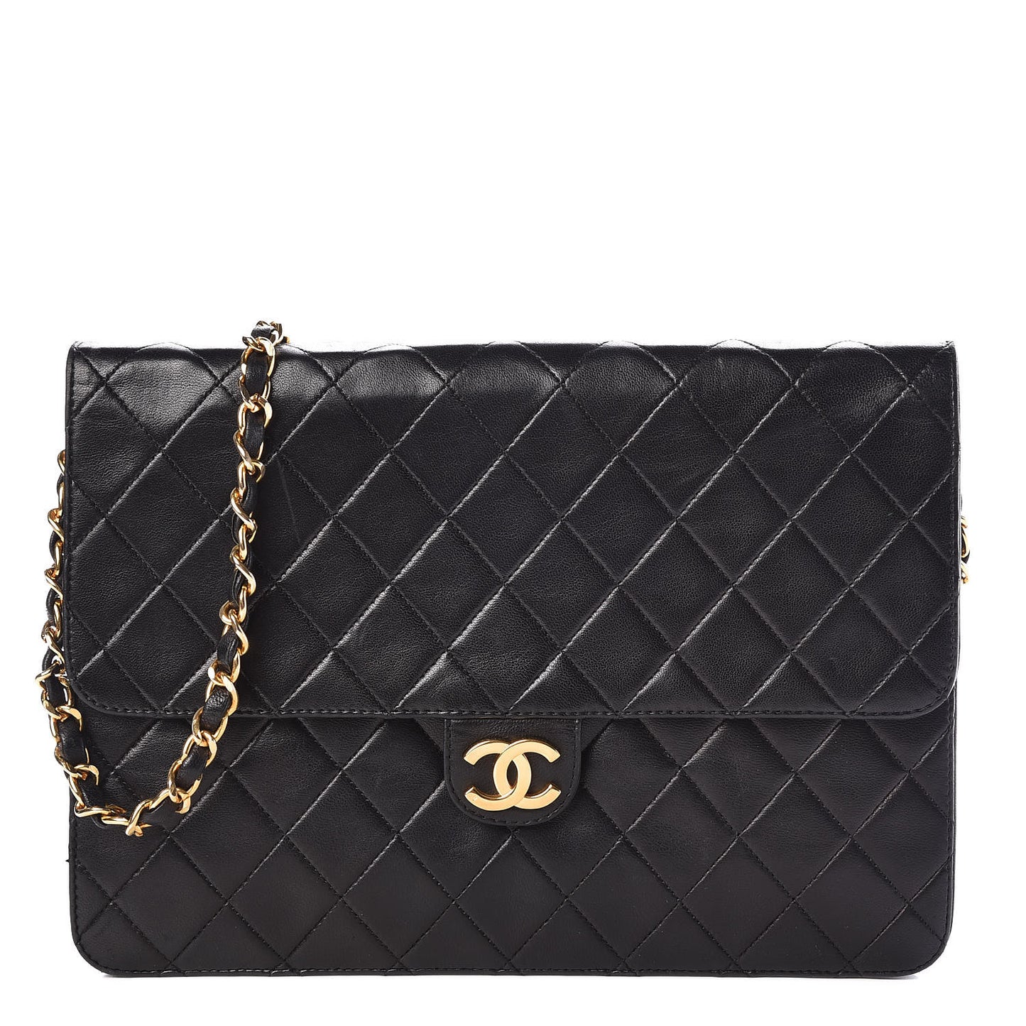 Lambskin Quilted Medium Single Flap Black