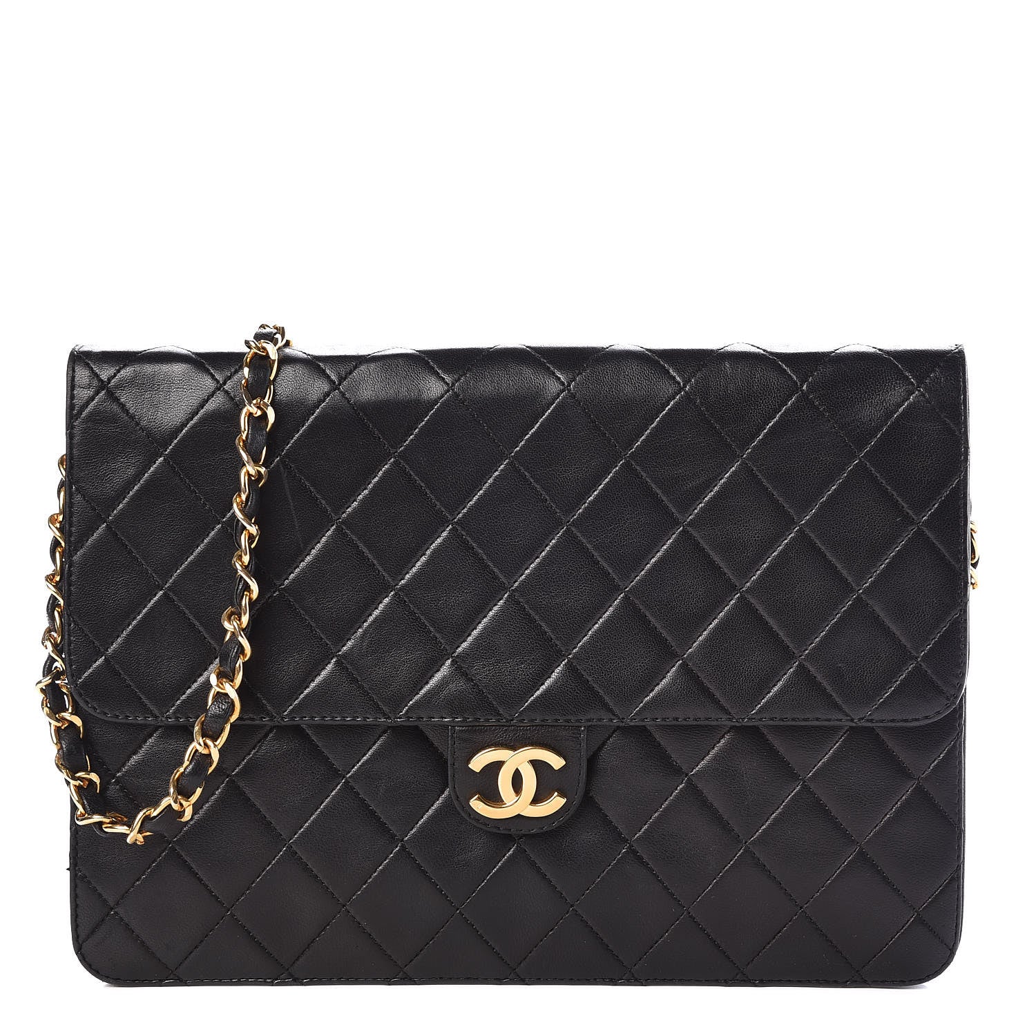 Chanel Lambskin Quilted Medium Single Flap Black 1 of 10
