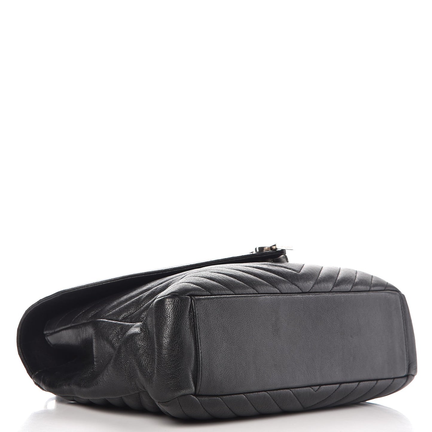 Sheepskin Matelasse Chevron Monogram Large College Satchel Black