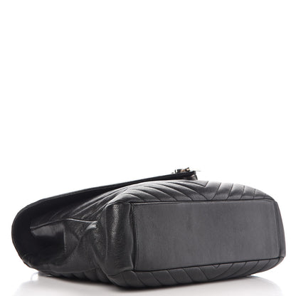 Saint Laurent Sheepskin Matelasse Chevron Monogram Large College Satchel Black 5 of 13