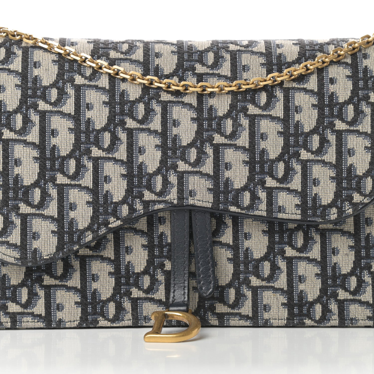 Christian Dior Oblique Saddle Chain Pouch Blue 7 of 11