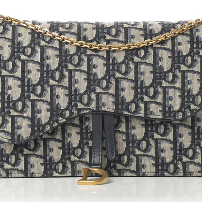 Christian Dior Oblique Saddle Chain Pouch Blue 7 of 11