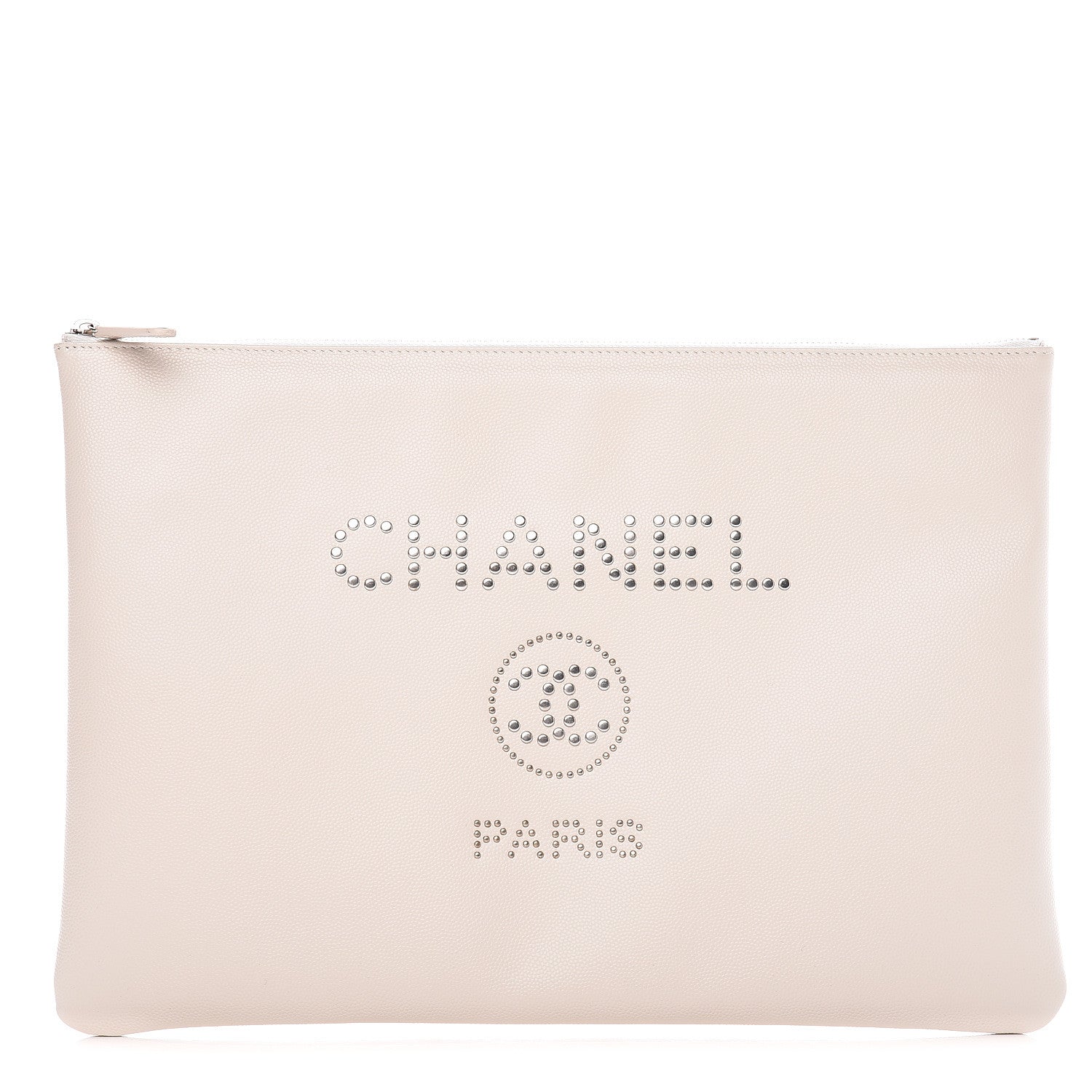 Chanel Caviar Studded Large Deauville Pouch Beige 1 of 10