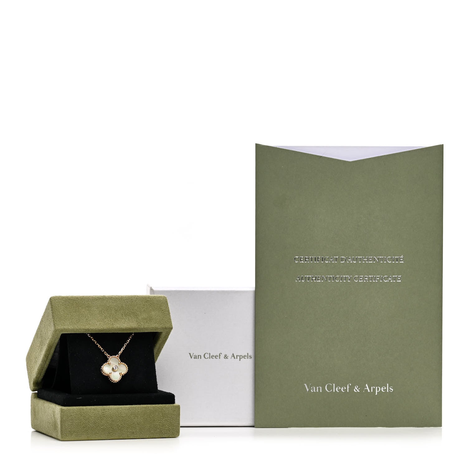 Van Cleef & Arpels 18K Yellow Gold Diamond Yellow Mother of Pearl Vintage Alhambra Pendant Necklace 6 of 6