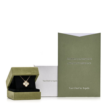 Van Cleef & Arpels 18K Yellow Gold Diamond Yellow Mother of Pearl Vintage Alhambra Pendant Necklace 6 of 6