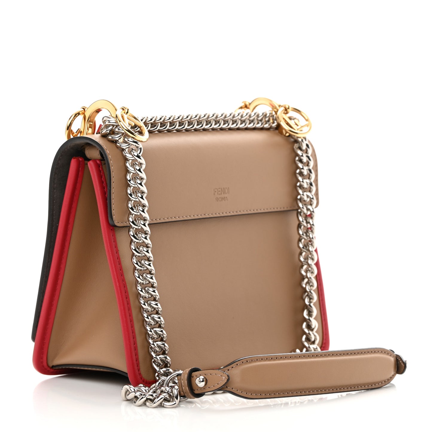 Calfskin F is Fendi Studded Small Kan I Shoulder Bag Tan