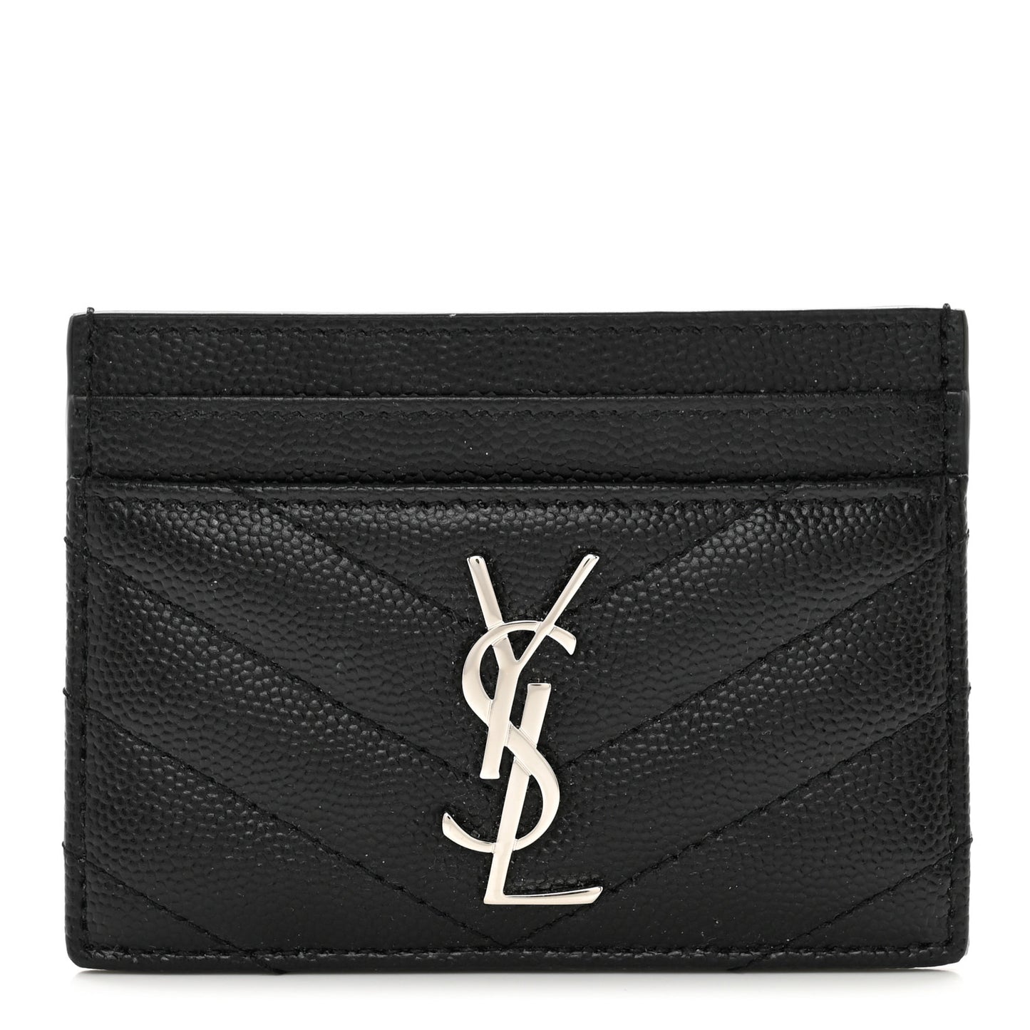 Grain De Poudre Matelasse Chevron Monogram Credit Card Case Black