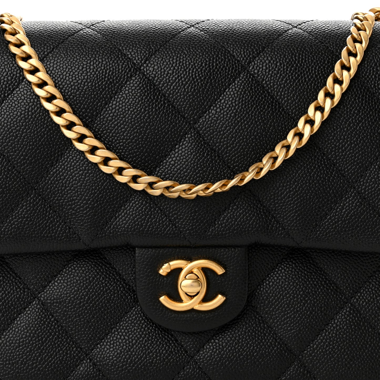 Caviar Quilted Sweetheart Flap Black