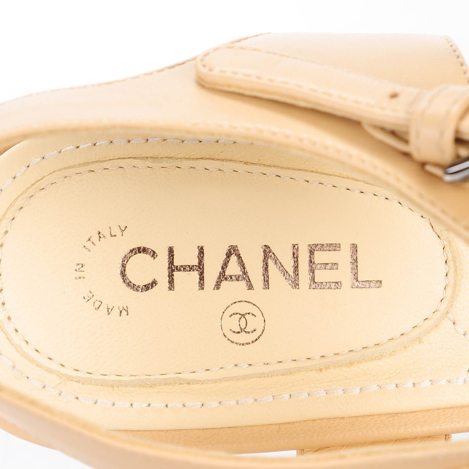 Chanel Lambskin Quilted Reissue Chain Pearl CC Sandals 40 Beige 8 of 9