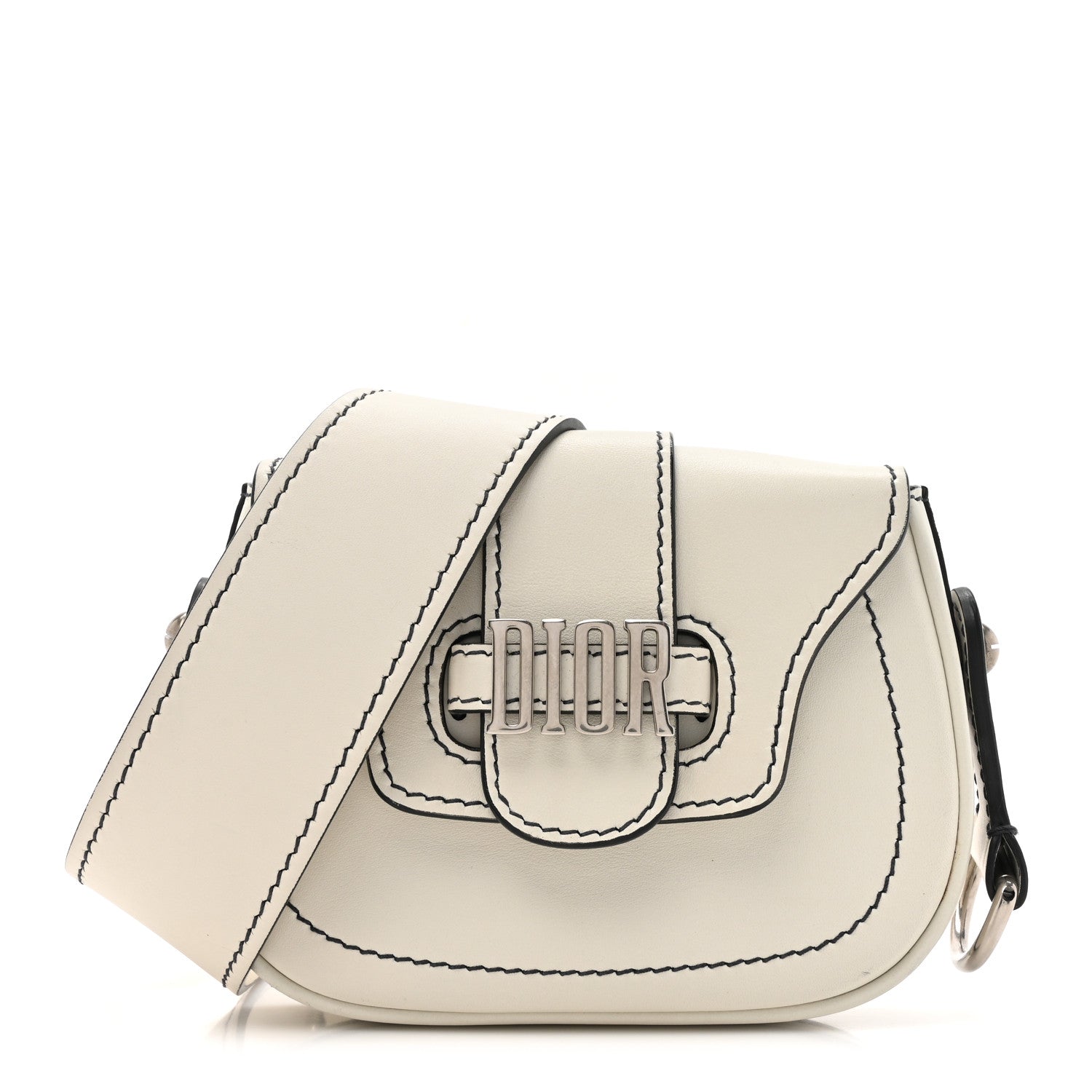 Christian Dior Calfskin Mini D Fence Saddle Bag White 1 of 16