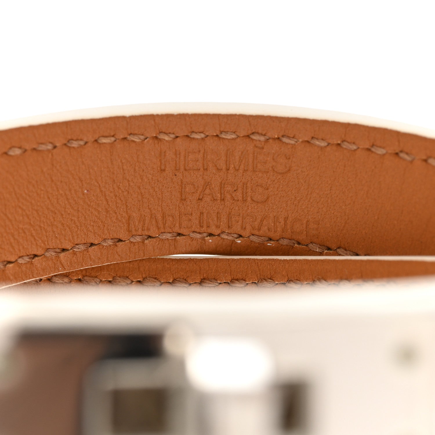 Hermes Epsom Kelly Double Tour Bracelet M White 4 of 5