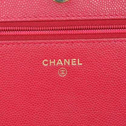 Chanel Caviar Quilted Boy Wallet On Chain WOC Fuchsia 6 of 9