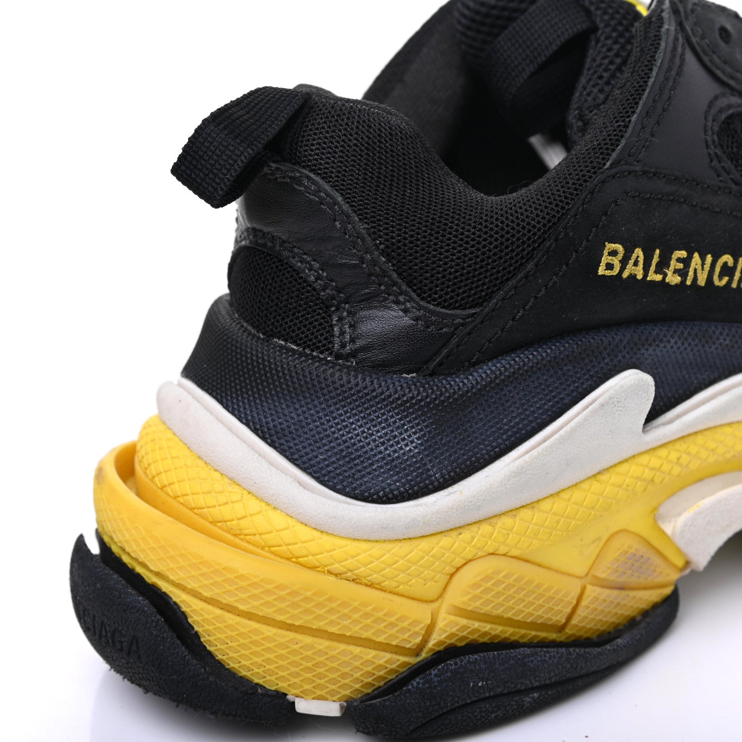 Balenciaga Fabric Mesh Womens Triple S Sneakers 37 Black Yellow 23 of 24