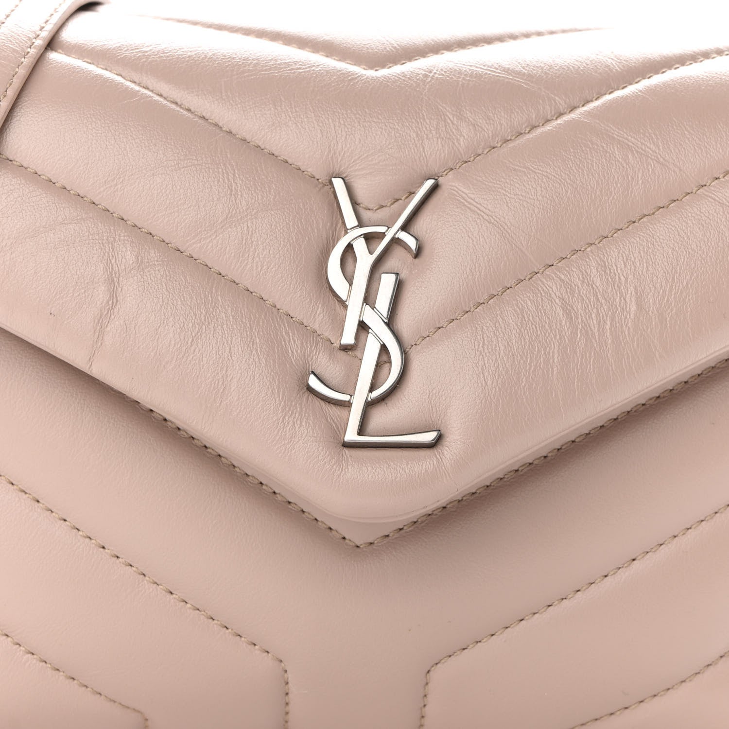 Saint Laurent Calfskin Y Quilted Monogram Toy Loulou Crossbody Bag Nude Powder 6 of 7