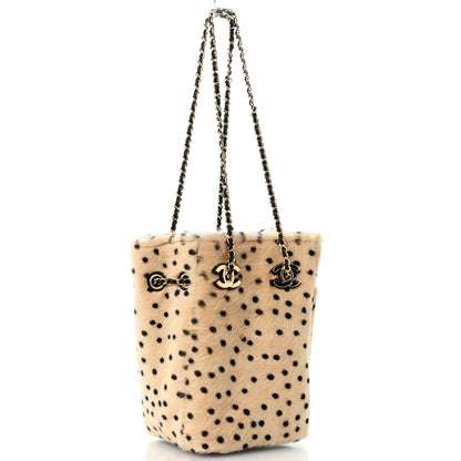 Chanel Pony Hair Cheetah Printed CC Chain Bucket Bag Light Beige Black 3 of 11