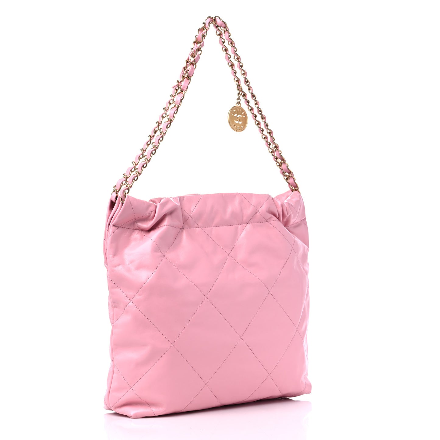 Shiny Calfskin Quilted Small Chanel 22 Pink
