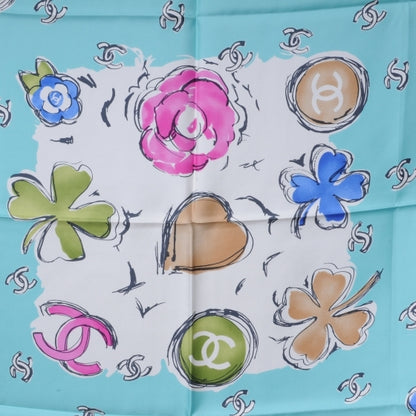 Chanel Silk CC Camellia Clover Heart Scarf 1 of 8