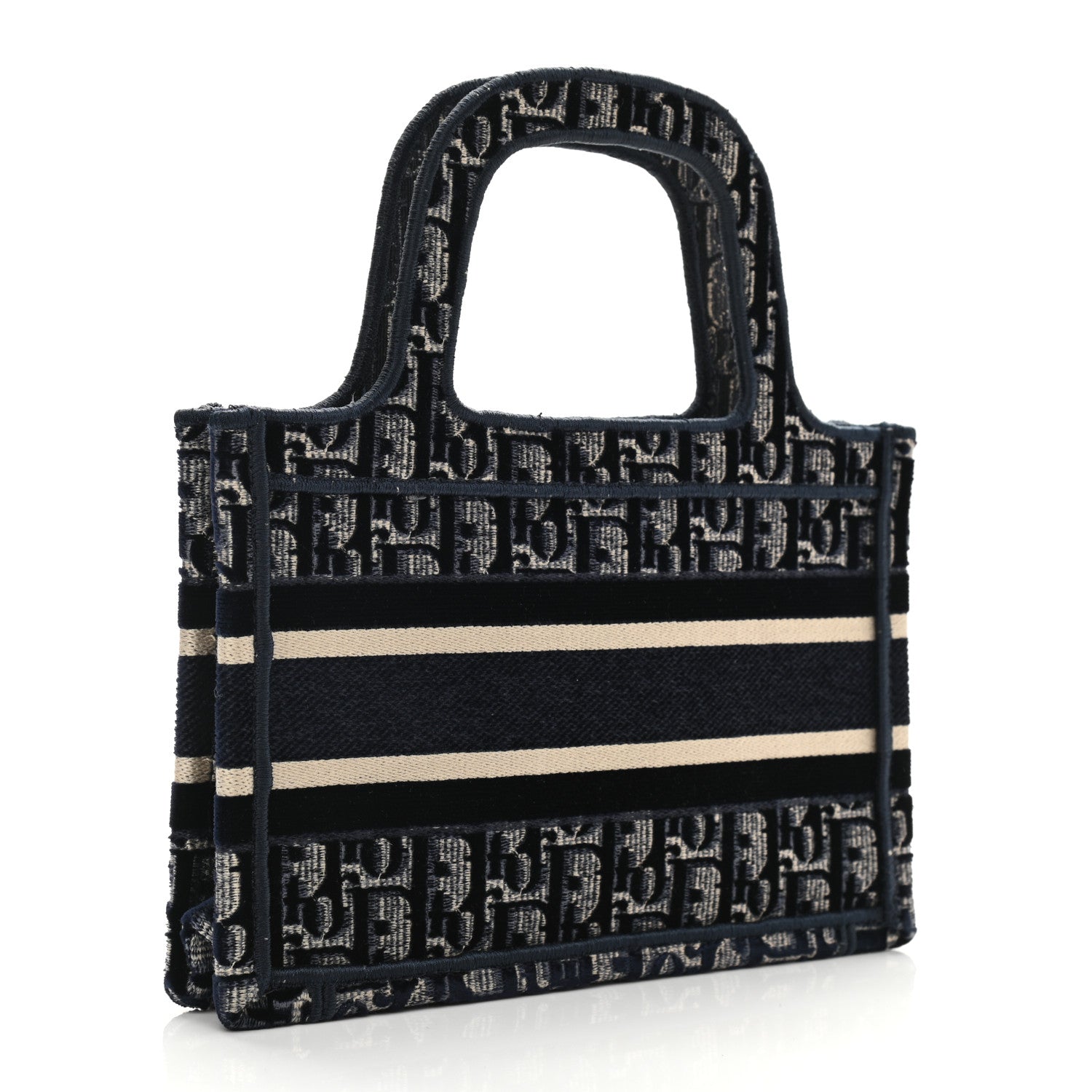 Christian Dior Velvet Oblique Embroidered Mini Book Tote Blue 2 of 10