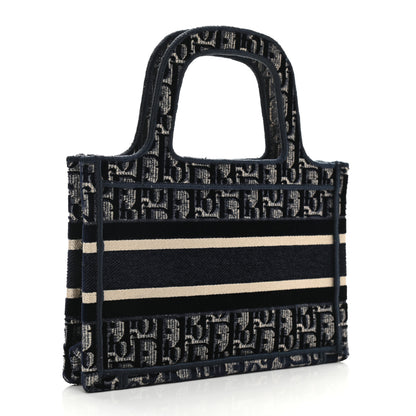 Christian Dior Velvet Oblique Embroidered Mini Book Tote Blue 2 of 10
