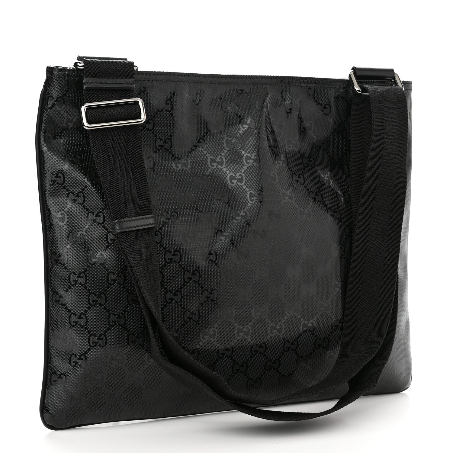 Gucci Imprime Monogram Medium Flat Messenger Bag Black 2 of 9