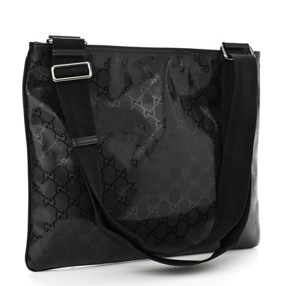 Gucci Imprime Monogram Medium Flat Messenger Bag Black 2 of 9