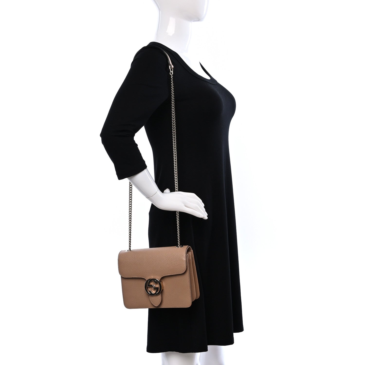 Gucci Dollar Calfskin Small Interlocking G Shoulder Bag Camelia 2 of 10