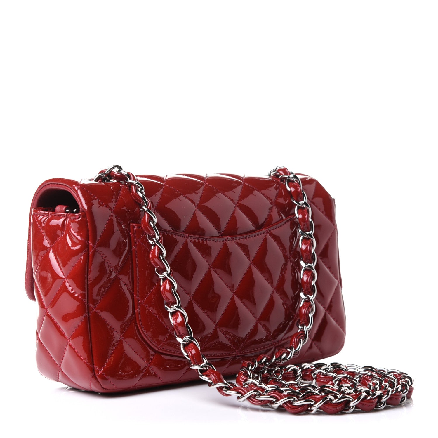 Chanel Patent Calfskin Quilted Mini Rectangular Flap Red 3 of 14