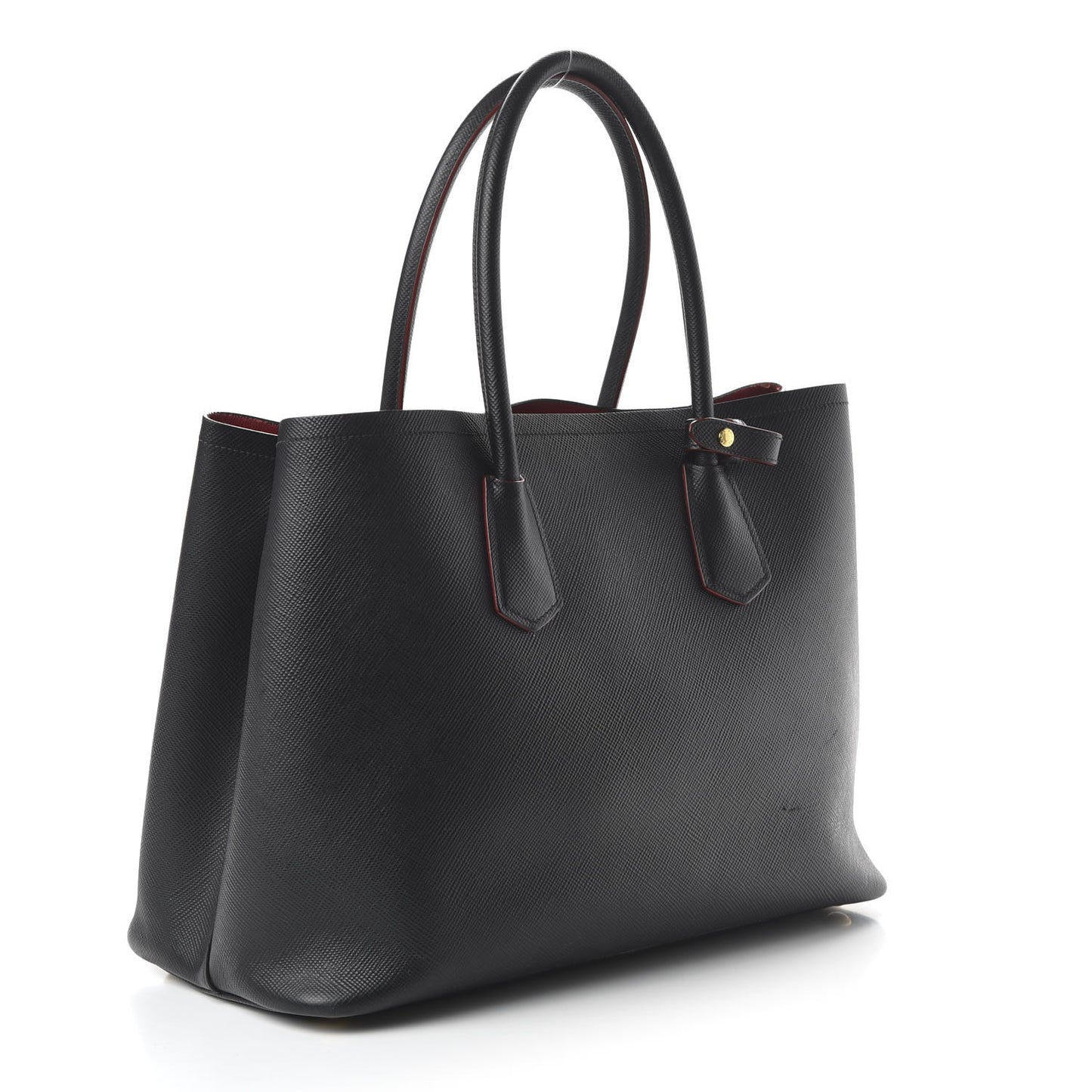 Saffiano Cuir Medium Double Bag Black Fuoco